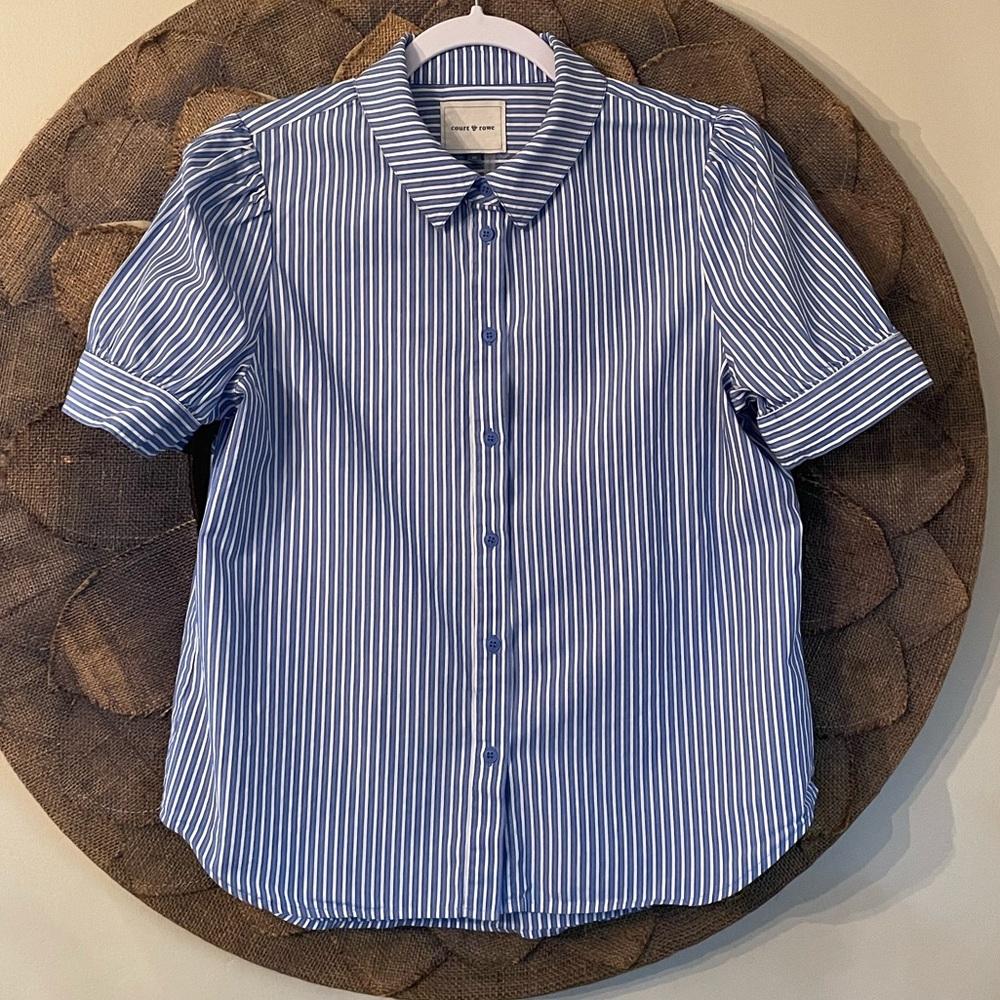 Court & Rowe Stripe Puff Sleeve Button Up Shirt